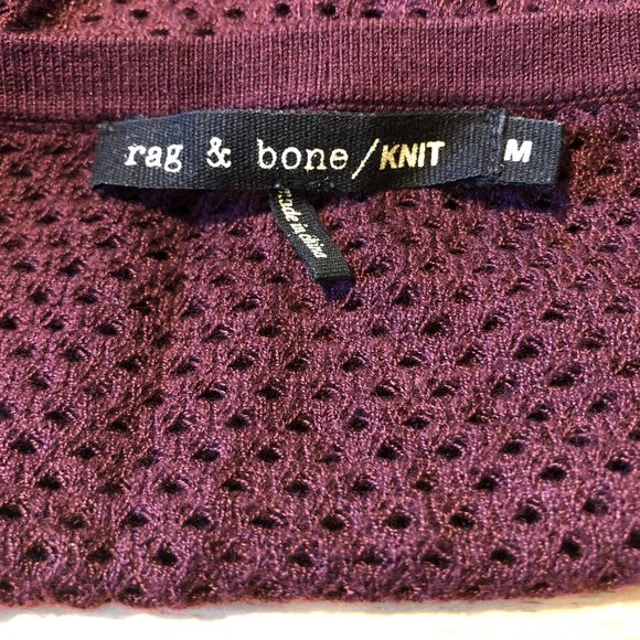 Womens Rag & Bone Plum Perforated Open Knit Sweater M * - Picture 9 of 9